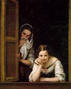 MURILLO, Bartolome Esteban A Girl and her Duenna sg oil painting on canvas